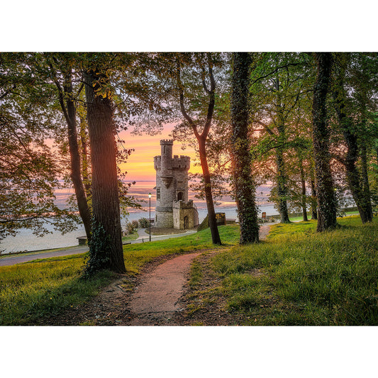 Path leading to Appley Tower in a serene park on the isle during sunrise. (Available Light Photography)