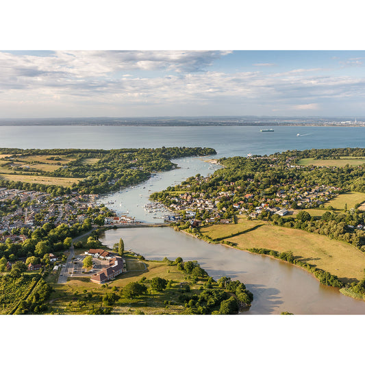 Aerial view of Wootton Creek, a coastal town with a river estuary flowing into the sea, captured by Steve Gascoigne for Available Light Photography.