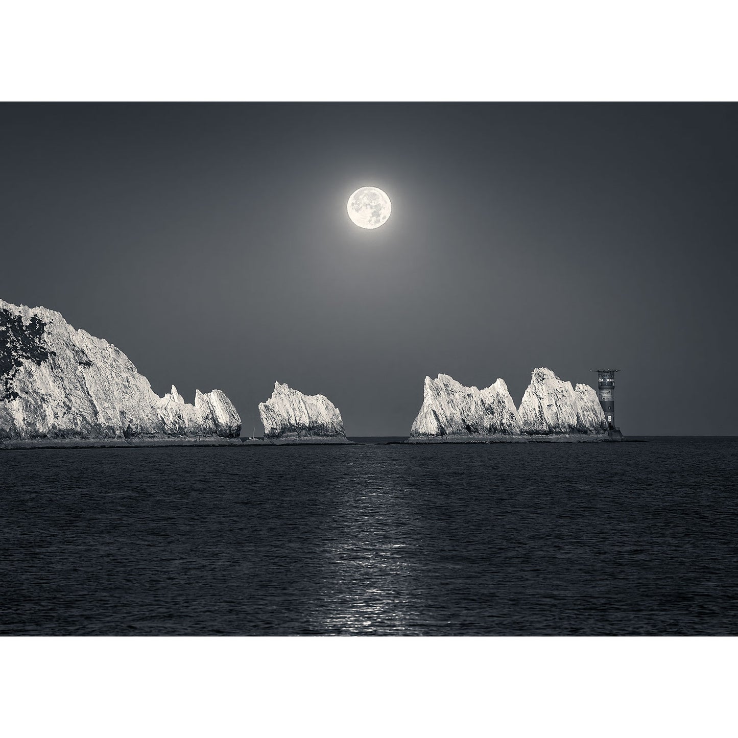 Moonset over The Needles