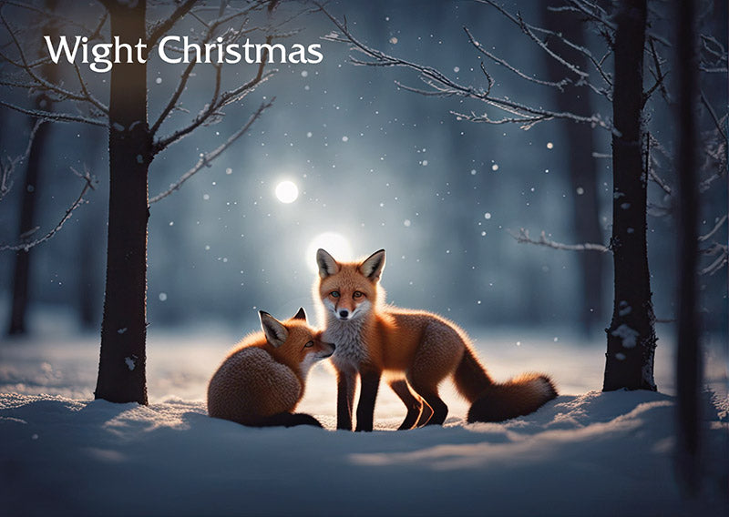 Foxes Moon Christmas card