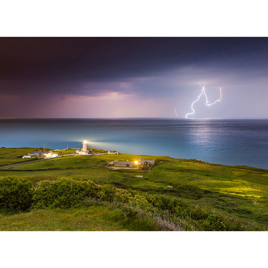 Lightning at St. Catherine's Lighthouse - Available Light Photography