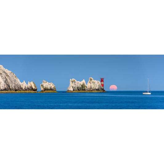 Moonset at The Needles - Available Light Photography