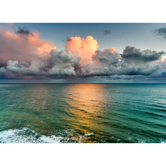 Sunset over the ocean with dramatic clouds near Gascoigne Isle featuring Heart in the clouds by Available Light Photography.