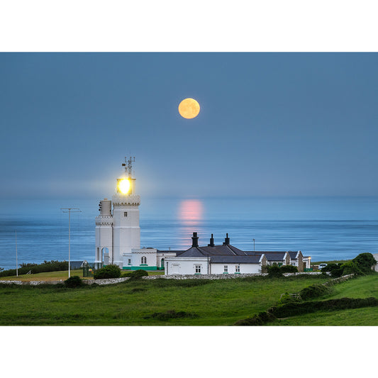 Moonset at St. Catherine's Lighthouse - Available Light Photography