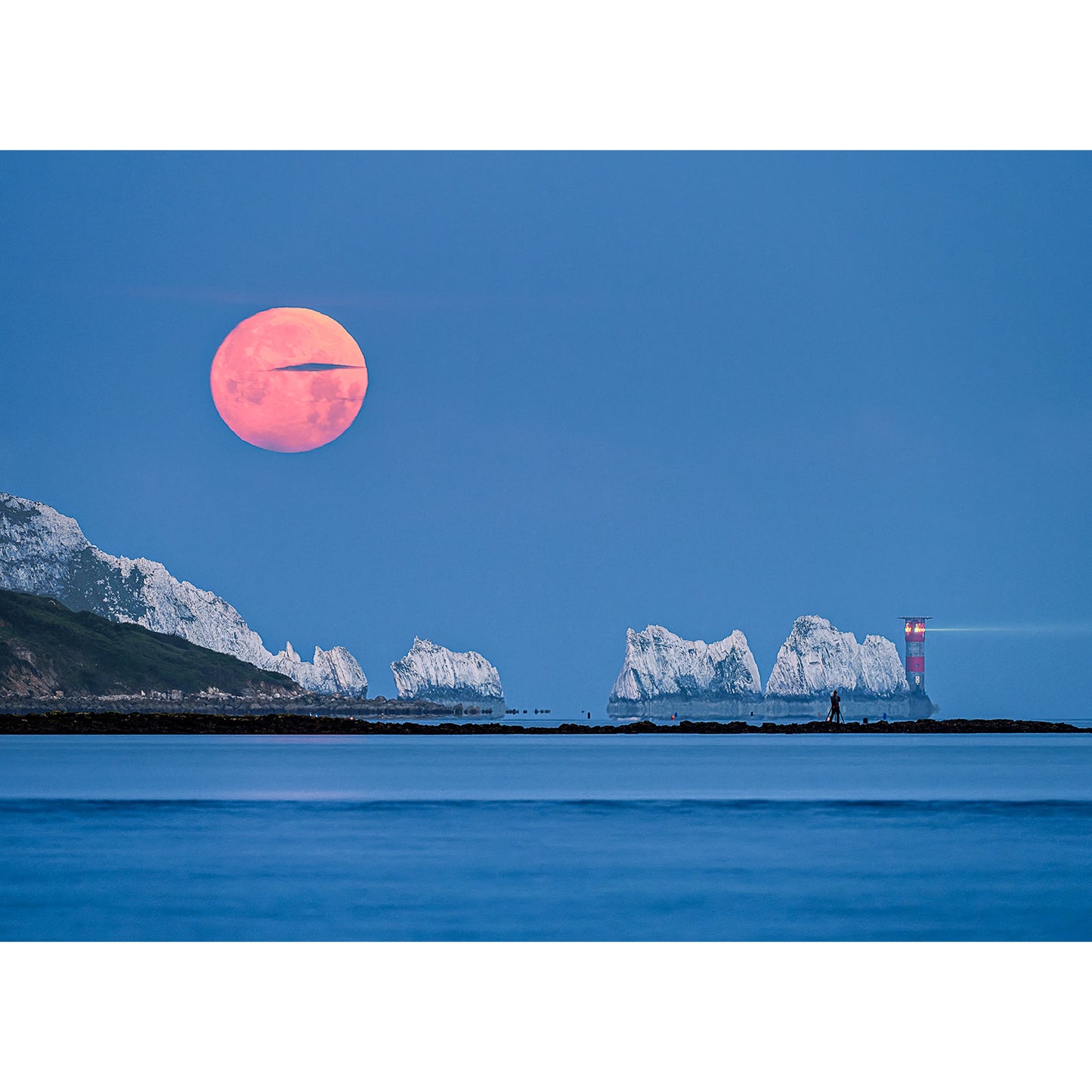Moonset over The Needles