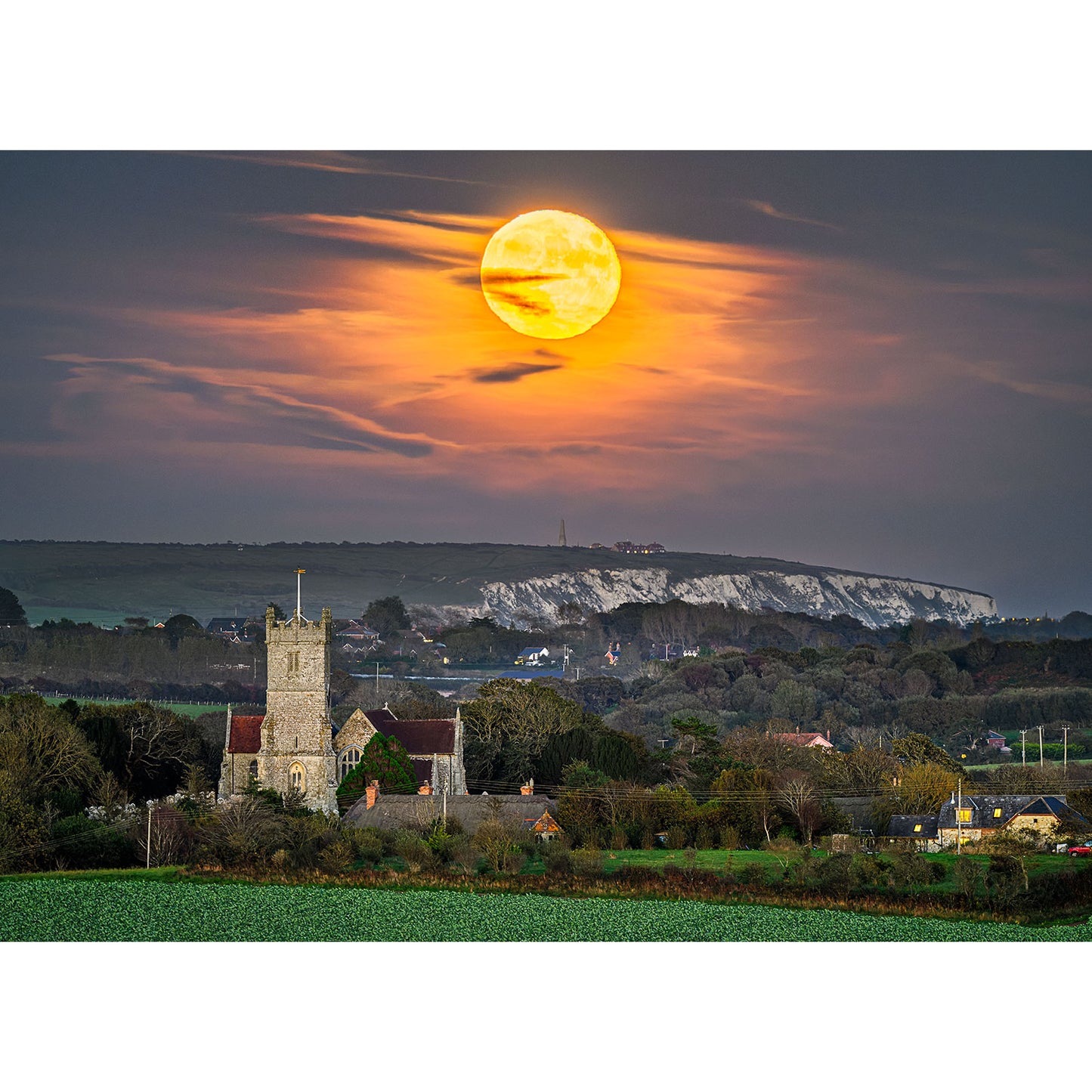 Moonrise over Culver Cliff and Godshill